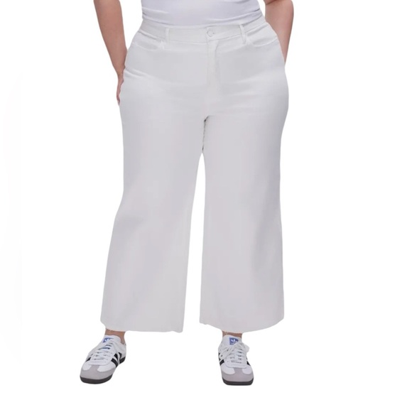 Good American Good Waist Palazzo Crop Jeans Women’s Size 24 White High Rise NWT - Picture 1 of 8